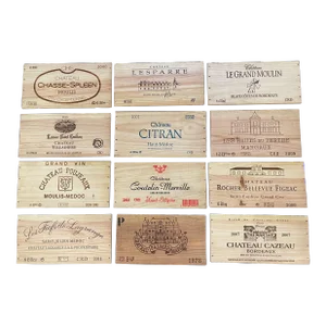 Vintage French Wooden Wine Crate Box Labels, Set of 12