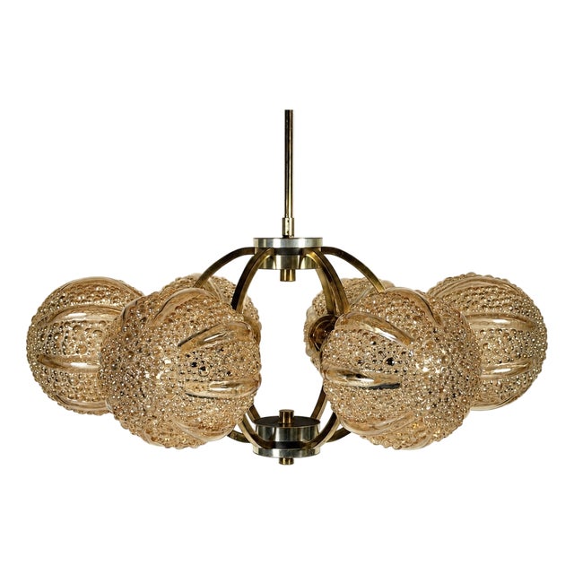 Sputnik Six-Light Chandelier in Glass from Kaiser-Leuchten, 1960s For Sale