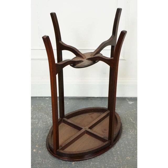 Oval Hardwood Side Plant Table For Sale - Image 12 of 13