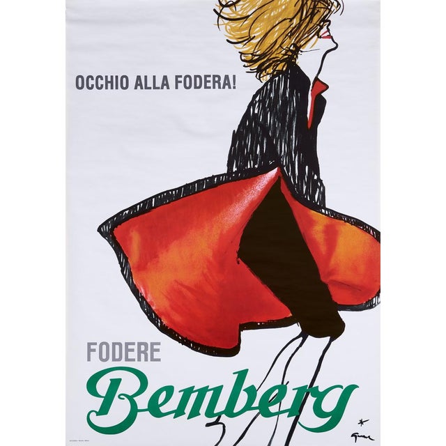 Original Vintage Fodere Bemberg Offset Poster by René Gruau, 1970s For Sale - Image 15 of 15