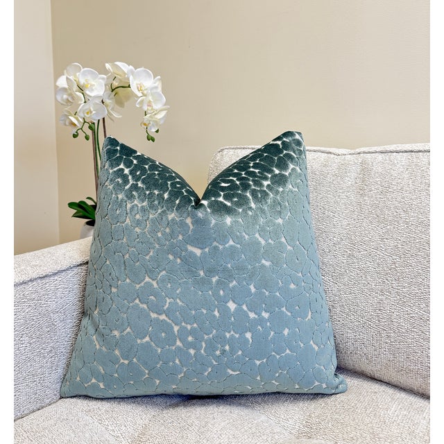 This refined pillow features a seaglass leopard velvet print, offering a soothing addition to any decor. The velvet fabric...
