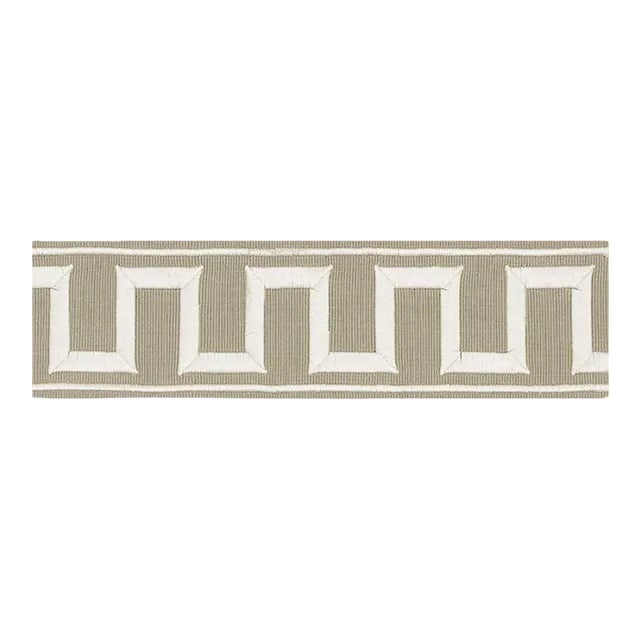 Sample - Schumacher X Miles Redd Greek Key Embroidered Tape in Taupe For Sale