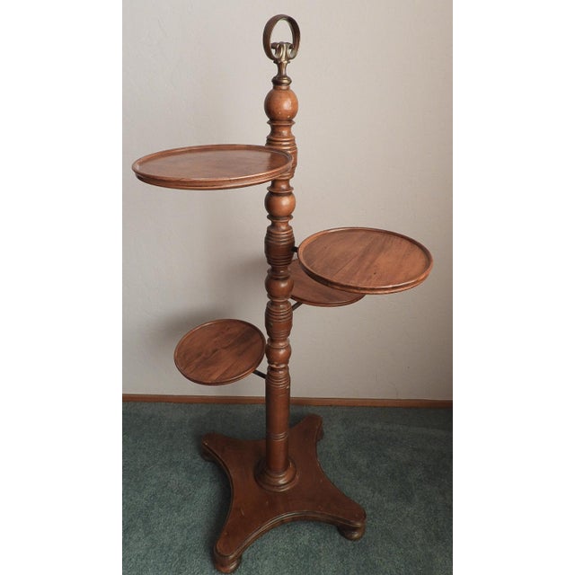 Butler & Wilson Vintage 1950s Butler Walnut Tiered Mid Century Modern Plant Stand Wine Pottery Display For Sale - Image 4 of 8