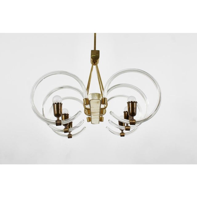 Mid-Century Murano Glass and Brass Chandelier from Barovier & Toso, Italy, 1940s For Sale - Image 9 of 18
