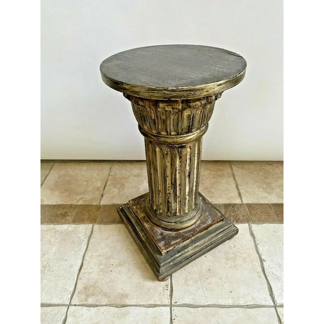 Vintage Roman Style Column Bust Plant Stand Pedestal Carved Solid Wood For Sale - Image 4 of 10