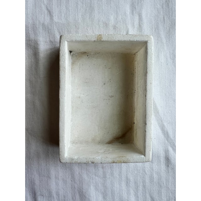 Stone White Alabaster Box With Floral Inlay For Sale - Image 7 of 7