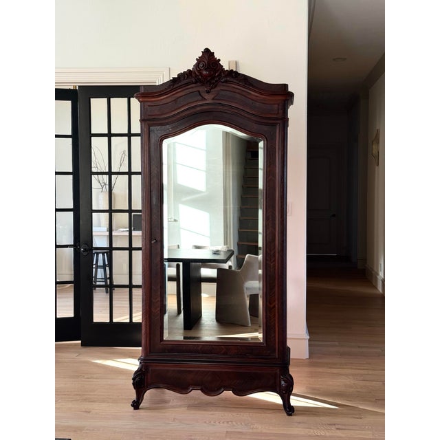 19th Century French Louis XV Hand Carved Walnut Armoire Vitrine With Single Glass Door For Sale - Image 12 of 12