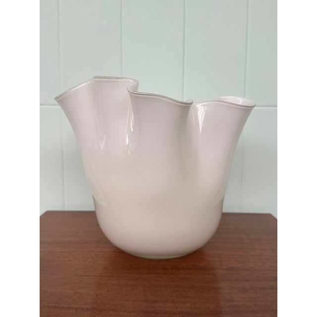 Italian Handkerchief Vase in Opaline White Murano Glass, 1970s For Sale - Image 3 of 16