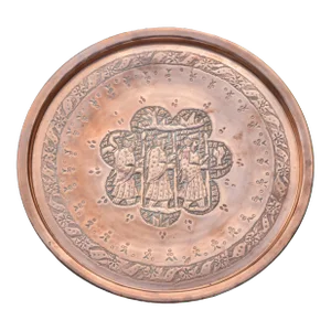 Early 20th Century Handmade Babylonian-Patterned Persian Copper Tray
