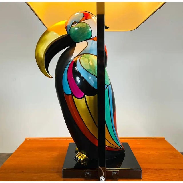 Porcelain Toucan Bird Lamp by Manifattura Artistica, Italy Circa 1989 For Sale - Image 11 of 16