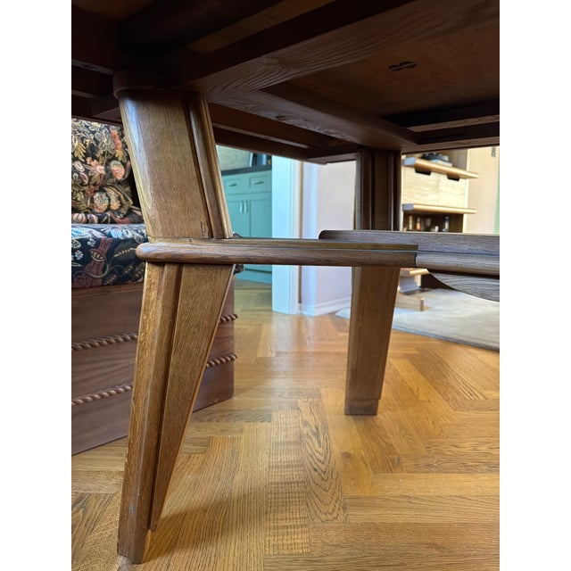 Vintage French 1940’s Wood Dining Table With Parquetry Checkered Top For Sale In Los Angeles - Image 6 of 12