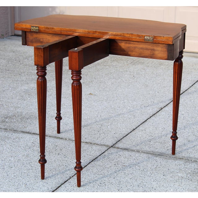 1920s Antique Early 20th-Century Flame Mahogany Gateleg Game Table or Desk For Sale - Image 5 of 18