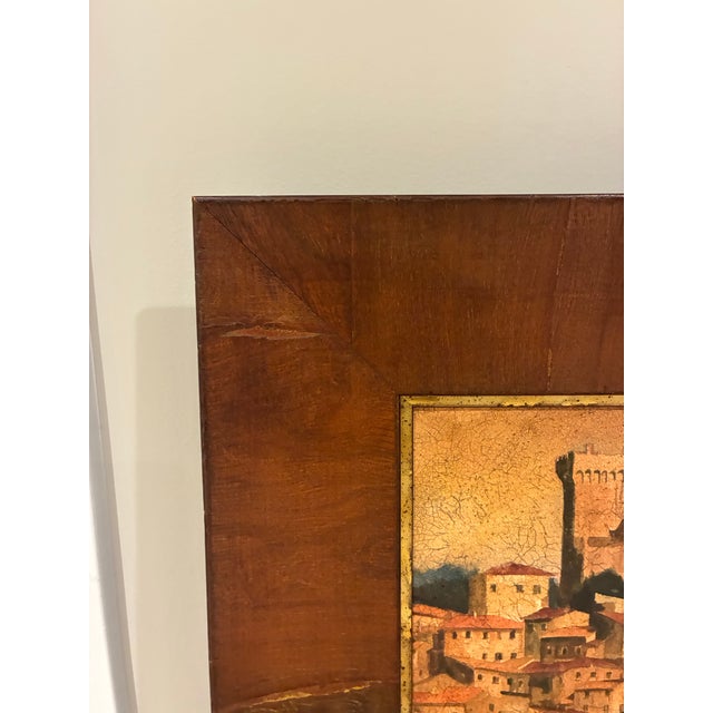 Tuscan Roma Moulding Italian Tuscan Village Landscape Wall Art in Wide Wood Frame For Sale - Image 3 of 6