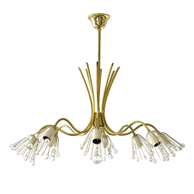 Large Brass and Crystal Chandelier by Emil Stejnar, Nikoll, Austria, 1950s from Rupert Nikoll For Sale