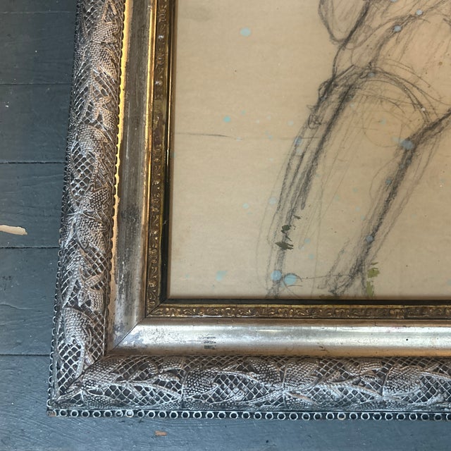 Victorian 1970’s Original Study Figure Drawing in Antique Victorian Frame For Sale - Image 3 of 6