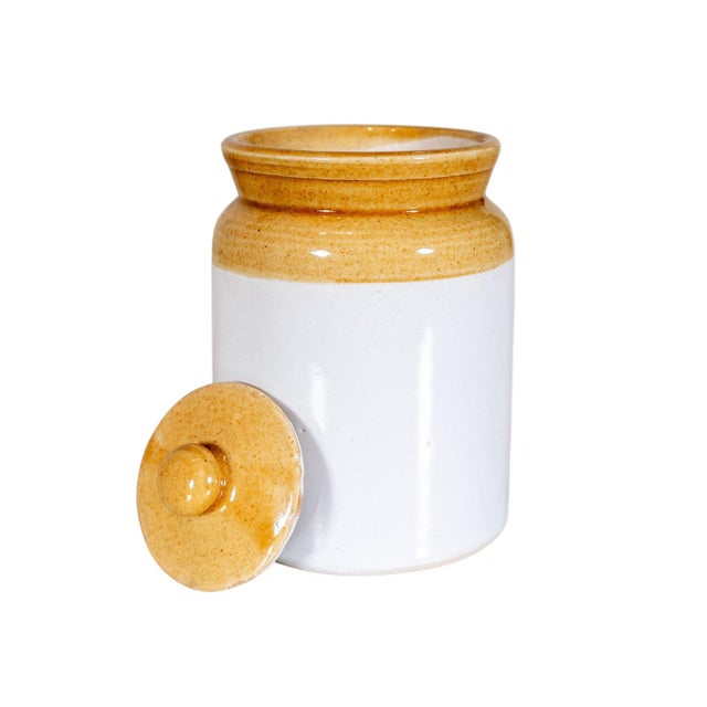 Rustic European Vintage Small Mustard Jar For Sale - Image 3 of 4