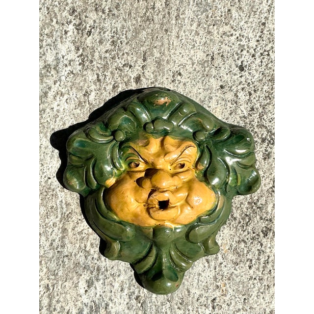 Late 20th Century Vintage Regency Glazed Terracotta Face Sculpture For Sale - Image 5 of 7