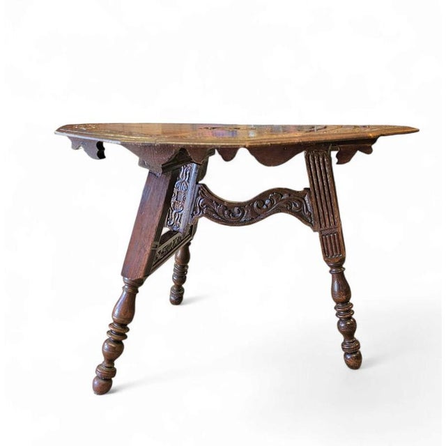 Antique Carved Tripod Folding Table in Oak, Netherlands, 1880s For Sale - Image 5 of 14