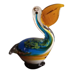 Vintage Multicolor Art Glass Duck Figurine