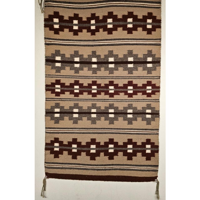 Vintage Native American Indian Navajo Rug, Geometric Banded Pattern, Wool & Cotton, 2x3 For Sale In Chicago - Image 6 of 14