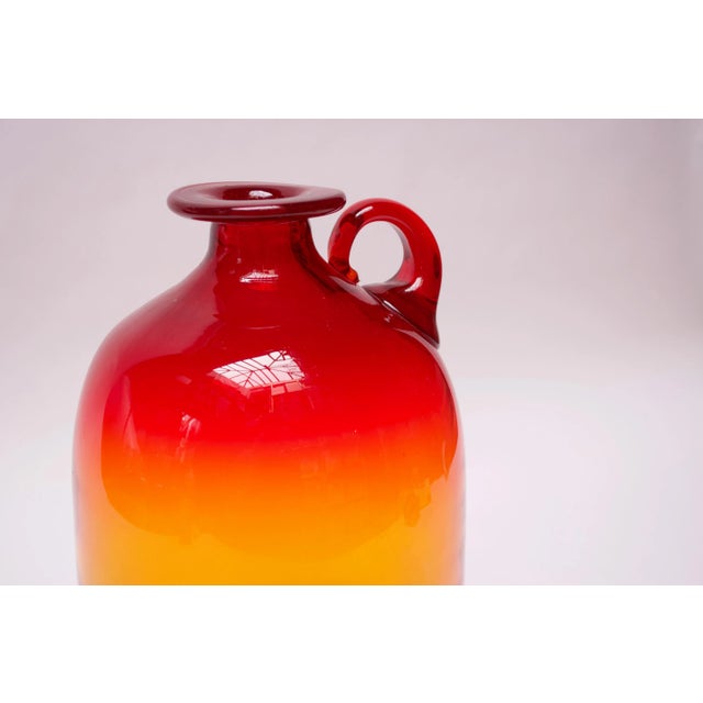 Glass Blown Glass Amberina Tangerine Jug Designed by John Nickerson for Blenko For Sale - Image 7 of 12