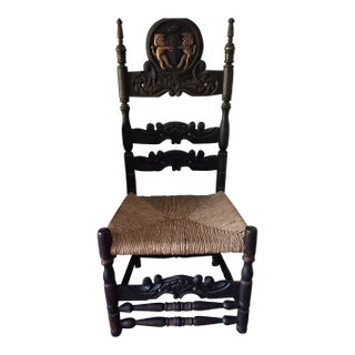 Mid 20th Century Wood Carved Spanish Colonial Chair For Sale