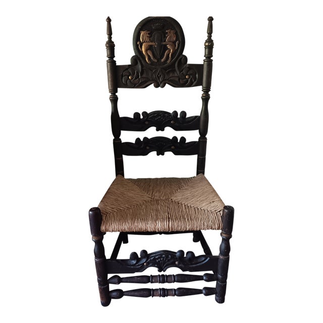 Mid 20th Century Wood Carved Spanish Colonial Chair For Sale