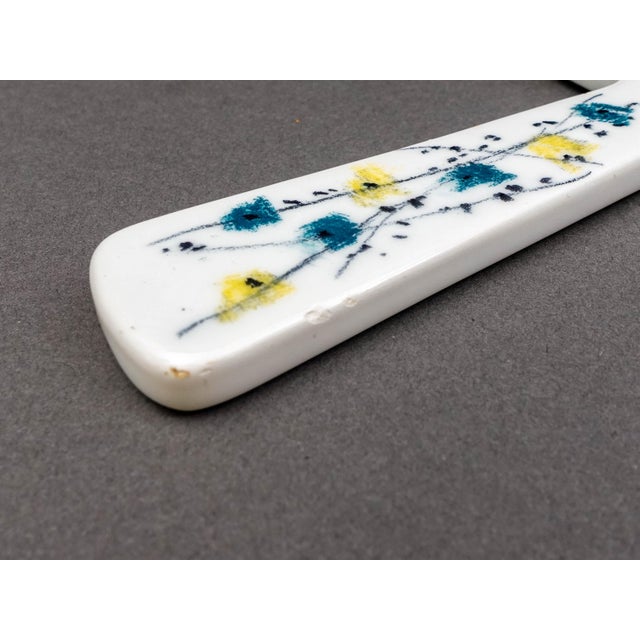 Glass Milvia Quadrifoglio Italy Vintage Hand Painted Pottery Hand Mirror For Sale - Image 7 of 7