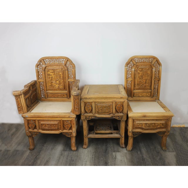 Early 20th Century Boxwood Bas-Relief Seat With Armrests For Sale - Image 12 of 13