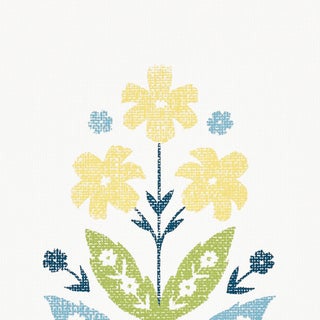 Schumacher Floweret Paperweave Wallpaper in Spring For Sale