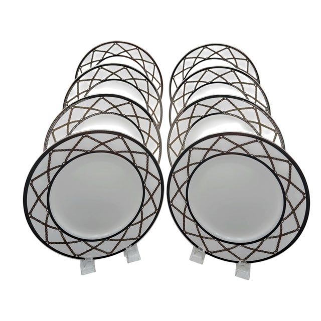 Set of 8 Lenox “Braided Elegance” Fine Bone China Dinner Plates For Sale - Image 10 of 16