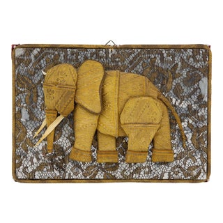 Mid 20th Century Hand Beaded Elephant Artwork For Sale
