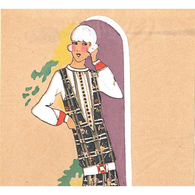 Black 1925 Set of 2-French Art Deco Couture Fashion Pochoirs For Sale - Image 8 of 9