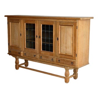 Danish Carved Oak Brutalist Sideboard by Henning Kjærnulf – Mid-Century Modern Credenza For Sale