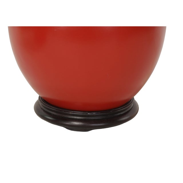 Ceramic Chinese Red-Glazed Ceramic Table Lamps - Pair For Sale - Image 7 of 9