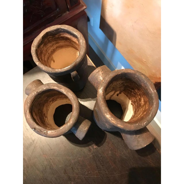 Brown Dutch Brutalist Handmade Naive Figures in Earthenware Pottery, 1960s, Set of 3 For Sale - Image 8 of 9