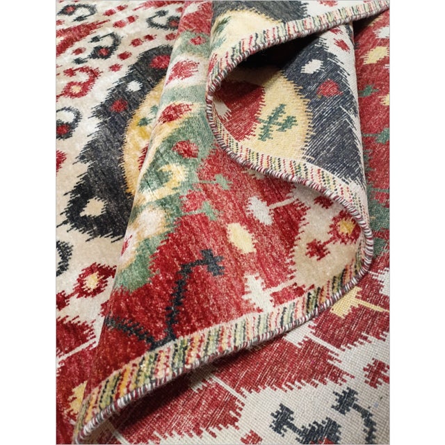Genuine Hand-Knotted Ikat Rug. 8'x 10'3" For Sale - Image 15 of 17
