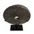 Beautiful modern minimalist style black stone disk on iron stand. Textured chiseled stone each unique in natural...