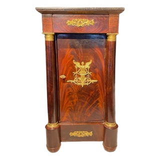 French Empire Nightstand or Side Table With Marble Top and Ormolu Mounts For Sale
