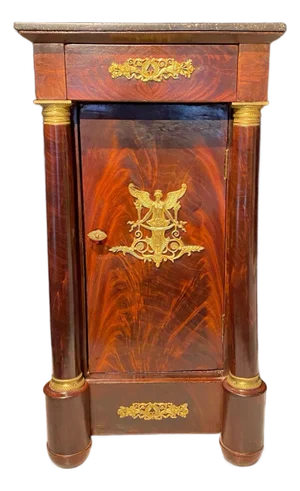 French Empire Nightstand or Side Table With Marble Top and Ormolu Mounts