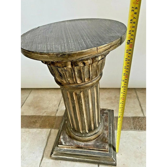 Vintage Roman Style Column Bust Plant Stand Pedestal Carved Solid Wood For Sale - Image 9 of 10