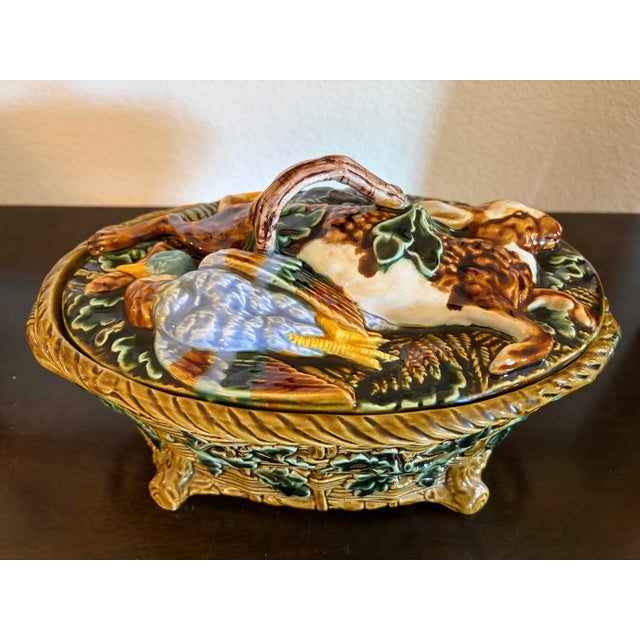 This rare and very fine Minton style majolica game pie tureen is from Lisbon, Portugal and is believed to have been...