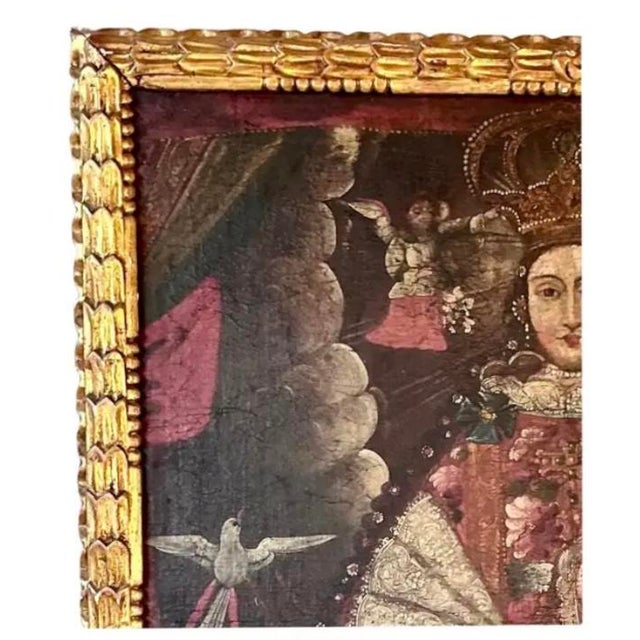 Spanish Colonial Cuzco Painting of Virgin Mary For Sale - Image 4 of 10