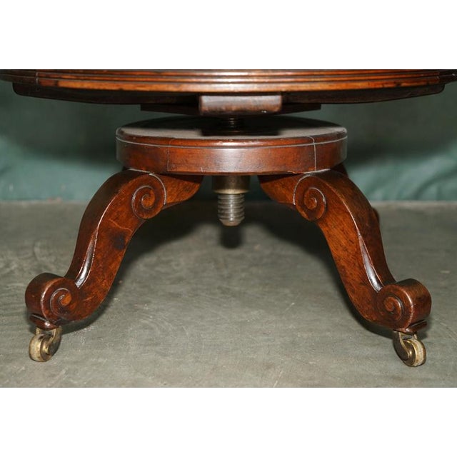 Antique Captain's Desk Chair in Brown Leather, 1880 For Sale - Image 10 of 18