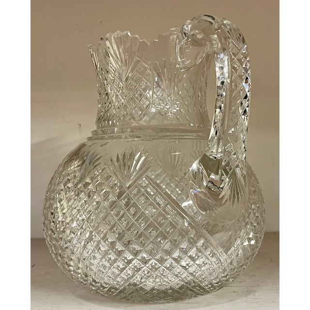American Antique Late 19th Century American Brilliant Glass Cut Crystal Water Pitcher for the Dining Table or Bar For Sale - Image 3 of 18