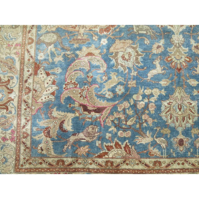 Antique Zabihi Collection Animal Pictorial Persian Tabriz Rug - 9'2" x 12'7" For Sale - Image 9 of 10