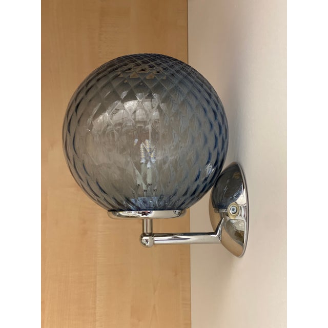 Metal Contemporary "Ballotton" Blue Murano Glass Wall Sconce For Sale - Image 7 of 12