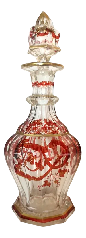 Biedermeier Gold Plated Glass Decanter, Late 19th Century