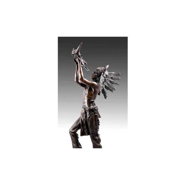 Metal 19th Century Bronze Sculpture Representing an Indian American For Sale - Image 7 of 8