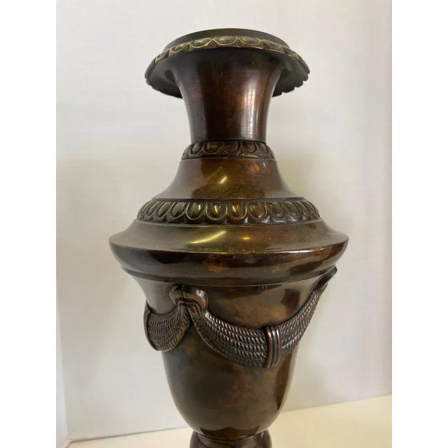 Asian Antique Antique Bronze Vases a Pair For Sale - Image 3 of 9